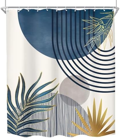Mid Century Boho Abstract Modern Sun Minimalist Bathroom Shower Curtain Set