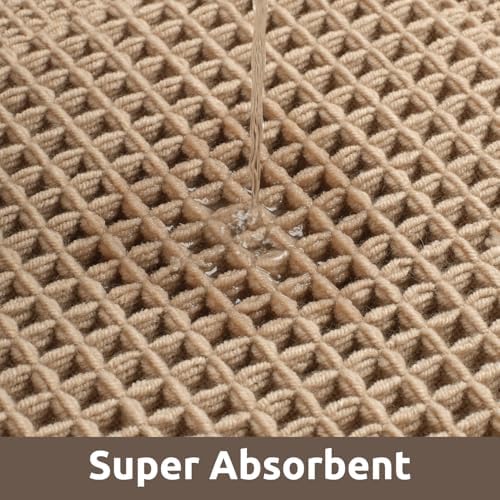 AMOAMI Waffle Bathroom Runner Rugs, Long Bath Mat Non Slip 24''x72'' Beige