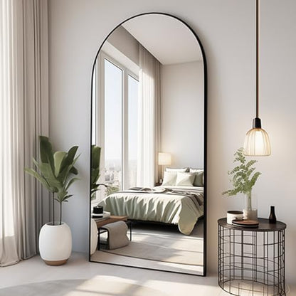 Dewfig Arched Full Length Mirror, 71"x30" Large Floor Mirror, Black