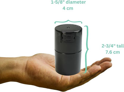 Vitavac 5 to 20 Gram Airtight Storage Container - Patented Vacuum Seal, Storage for Coffee, Grounds, Herbs, Spices, Dry Goods - Small Portable Container - Black Pearl