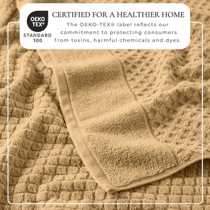 Great Bay Home Bath Towels - 100% Cotton 4 Pack 54x27 Bath Towel Set - Absorbent, Durable, Quick-Dry Towels for Bathroom (Sand)