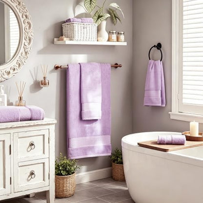COZYART Bath Towel Set 6 PCS, Luxury Lavender 100% Turkish Cotton 650GSM