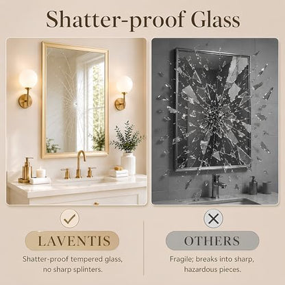 24x36 Inch Brushed Gold Bathroom Mirrors for Over Sink
