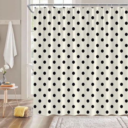 Polka Dot Shower Curtain Cream Beige Retro Spot Vintage Fabric Decorative Bathroom Curtains with Hooks,70" Wx78 H