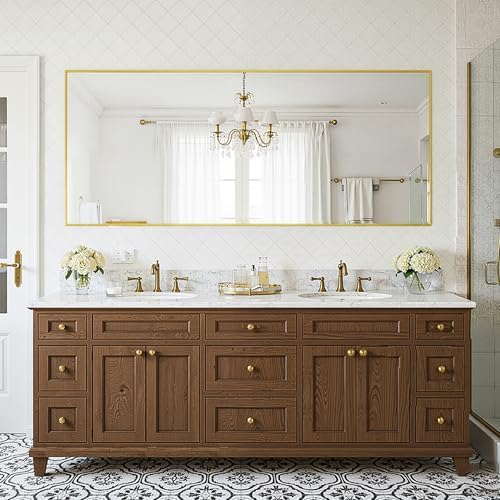 FICTOR Bathroom Vanity Mirror for Over Sink, 30" x 60", Gold