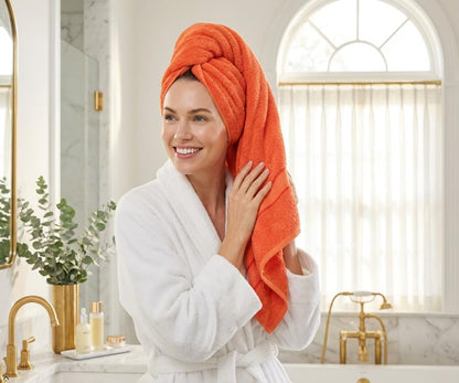 6 Piece Cotton Bath Towel Set- 2 Bath - 2 Hand - 2 Face, Orange