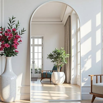 Dewfig Arched Full Length Mirror, 76"x34" Large Floor Mirror, White