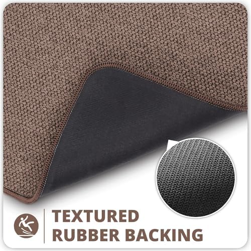Bosap Toilet Rugs U Shaped Bathroom Rug,Machine Washable Non Slip Quick Dry Super Absorbent Ultra Thin Toilet Mats for Bathroom Toilet.Brown,1'8"x2'(20x24inch)
