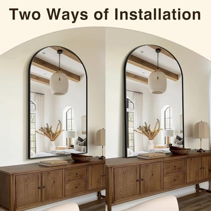 FICTOR 30" x 55" Arched Bathroom Vanity Mirror for Over Sink, Black