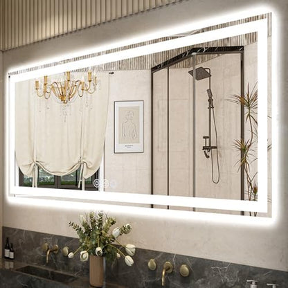 68x36 LED Bathroom Mirror, 6000LM, Separate Front and Back Lights