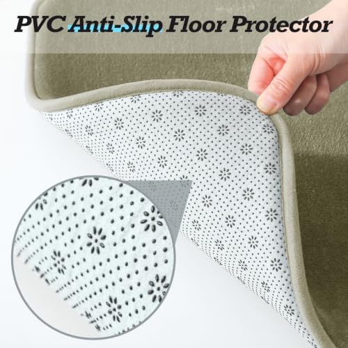 HUXMEYSON Bathroom Rugs Sets 3 Piece, Non-Slip & Quick Dry Bath Mat Set, Ultra Soft Velvet Bath Rugs for Bathroom, Toilet and Shower Floor, Olive Green