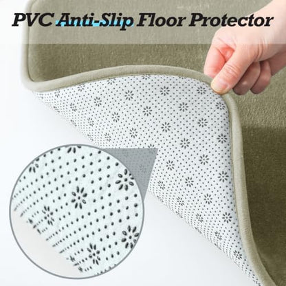 HUXMEYSON Bathroom Rugs Sets 3 Piece, Non-Slip & Quick Dry Bath Mat Set, Ultra Soft Velvet Bath Rugs for Bathroom, Toilet and Shower Floor, Olive Green