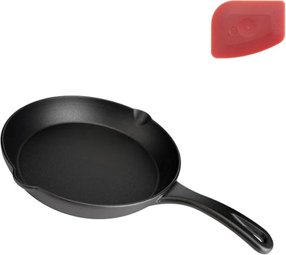8 Inch Cast Iron Skillet, Pre-Seasoned, Induction Safe | Pre-seasoned 8" skillet for breakfast, eggs & sides. Serves 1-2. No lid included. Induction & oven safe. PFOA-free.