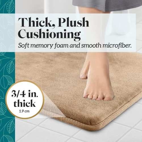 Memory Foam Bath Mat Non Slip Absorbent Super Cozy Velvet Bathroom Rug Carpet (24 inches X 48 inches, Beige)