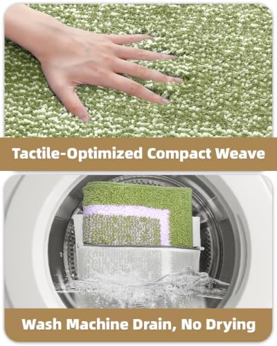 Color&Geometry Simple and Stylish Large Bath Mat for Bathroom,24"x36" Green
