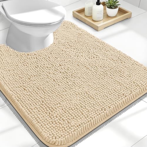 OLANLY Toilet Rugs U-Shaped 24x20, Soft Absorbent Chenille Contour Rugs