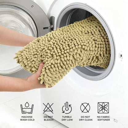 Bcoimo Small Bath Rug Mat,Chenille High Absorbent Beige Bathroom Floor Mats
