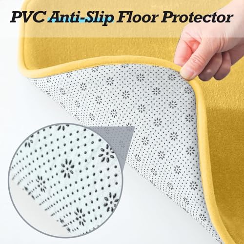 HUXMEYSON Bathroom Rugs Sets 3 Piece, Non-Slip & Quick Dry Bath Mat Set, Ultra Soft Velvet Bath Rugs for Bathroom, Toilet and Shower Floor, Yellow