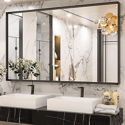 Keonjinn 60x36 Inch Black Bathroom Mirror for Over Sink, Rectangular