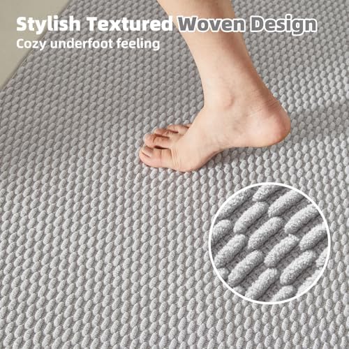 TYUU Large Bathroom Rugs Non Slip Washable Bath Rugs Super Absorbent Bathroom Rug Thin Quick Dry Low Pile Bath Mats, Light Grey 36"x48"