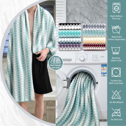8 Piece Bathroom Towel Set Aqua |2 Oversized Large Bath Towels Sheet,2 Hand Towels and 4 Washcloths| 600GSM Ultra Soft Luxury Premium Towel Set Highly Absorbent Quick Dry Hotel Towel Collection