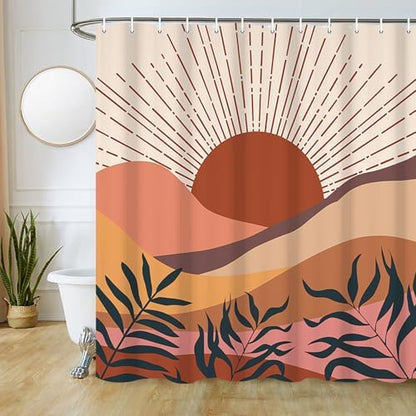 Boho Terracotta Shower Curtain for Bathroom 72x84 Inch