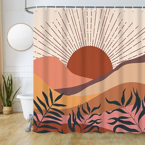 Boho Terracotta Shower Curtain for Bathroom 72x72 Inch
