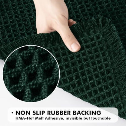 MIULEE Set of 2 Waffle Bathroom Rugs Boho Bath Mat Dark Green 17x24 Inch