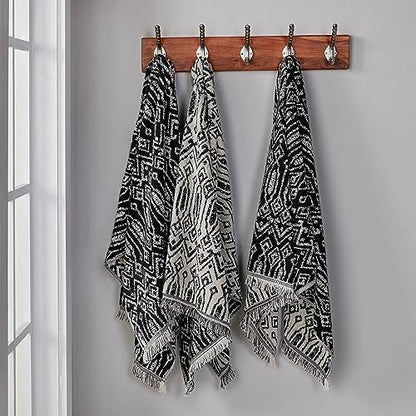 SKL Home Nador Bath Towel Set-4pc, Premium 100% Cotton, Black