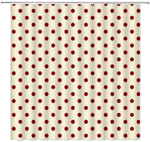 Polka Dot Christmas Shower Curtain Bathroom Decor with Hooks,75"Wx70"H
