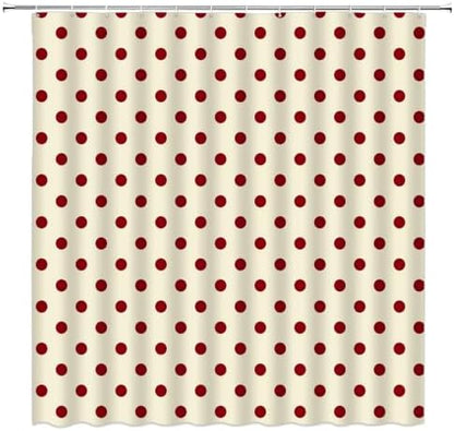 Polka Dot Christmas Shower Curtain Bathroom Decor with Hooks,75"Wx70"H