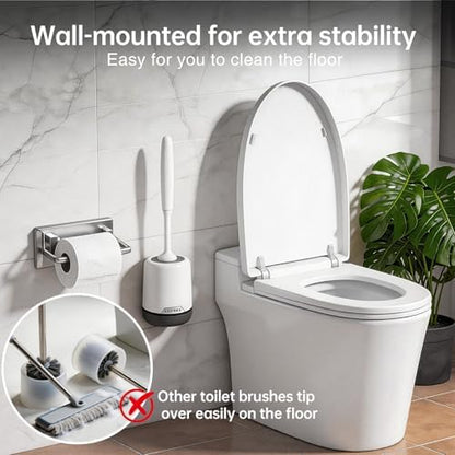 Lefree 2 Pack Silicone Toilet Brush,Rubber Toilet Bowl Brush and Holder Set with Ventilated Holder, Toilet Cleaner Brush for Bathroom,Floor Standing & Wall Mounted Toilet Scrubber Without Drilling
