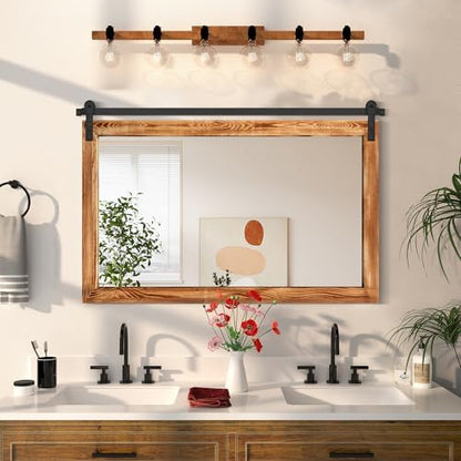 COGOOD Farmhouse Bathroom Mirrors for Over Sink - 30 x 45 Brown