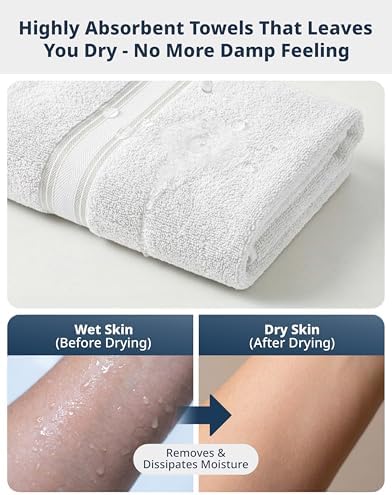 LANE LINEN Bath Towel Set 100% Cotton 6 Piece Soft Absorbent - White