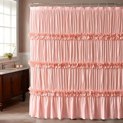 Homechoice Decor Extra Wide Shower Curtain 108"W x 72"L with 18 Buttonholes