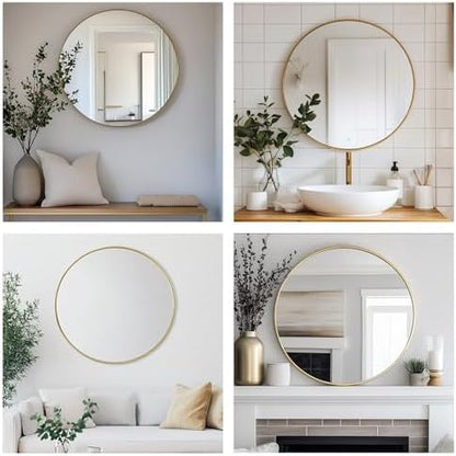 Oruii Large Round Mirror, 28 inch Gold Circle Mirror, Gold Metal Frame
