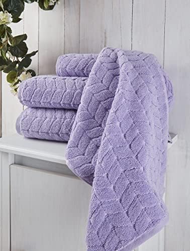 BAGNO MILANO Turkish Cotton Bath Towels, Hand Towels - Soft Plush Jacquard Collection Luxury Towels Set (Lilac, Hand Towel Set of 4)
