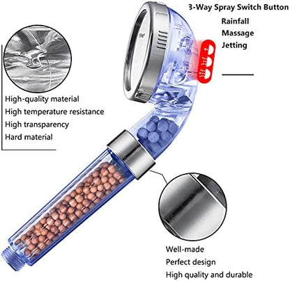 NOSAME Shower Head, Filter Filtration High Pressure Water Saving 3 Mode Function Spray Handheld Showerheads for Dry Skin & Hair