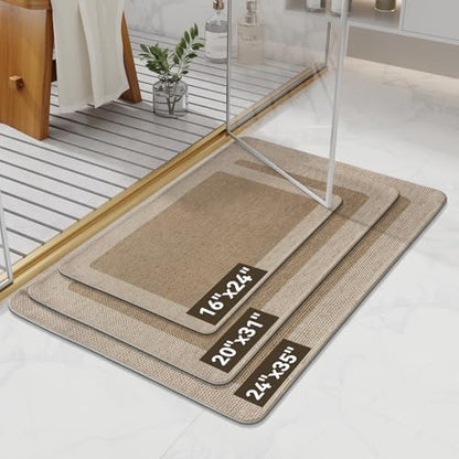 YDKGL Bath Mats for Bathroom, Non Slip Thin Bathroom Rugs, Brown 20x31