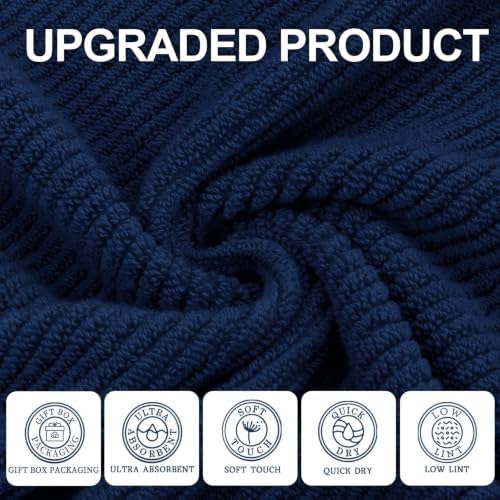 VOOVA & MOVAS Wash Cloths 6PC, 100% Cotton, 13x13 in, Navy Blue