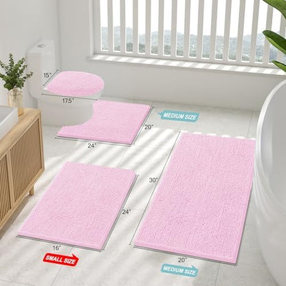 Smiry Bathroom Rugs 47X17, Luxury Chenille Extra Soft Absorbent Bath Mat