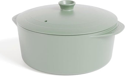 MAGNIFIQUE Slow Cooker, 4.5 Quart 8-in-1 Clay Pot Multi-Cooker, Non-Toxic Slow Cooker with Removable Clay Pot, for Rice, Pasta, Steam & Proof, Nonstick, Oven Safe Pot to 500°F, Olive