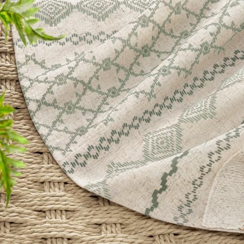 Sage Green Boho Linen Shower Curtain,72" W x 72" L