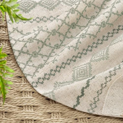 Sage Green Boho Linen Shower Curtain,72" W x 78" L