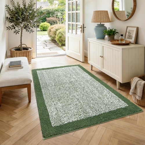 48x32 Bathroom Rugs Non Slip Washable, Soft Absorbent Bath Mat Matcha Green