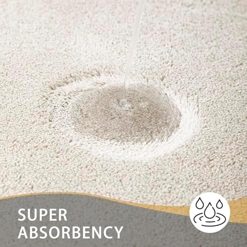 MINIDEAR Bathroom Rugs 32x20 Beige - Thick Memory Foam Bath Mat, Ultra Soft & Plush Fluffy, Non-Slip, Quick Dry, Absorbent Washable Floor Microfiber Mat for Tub, Home Decor Accessories