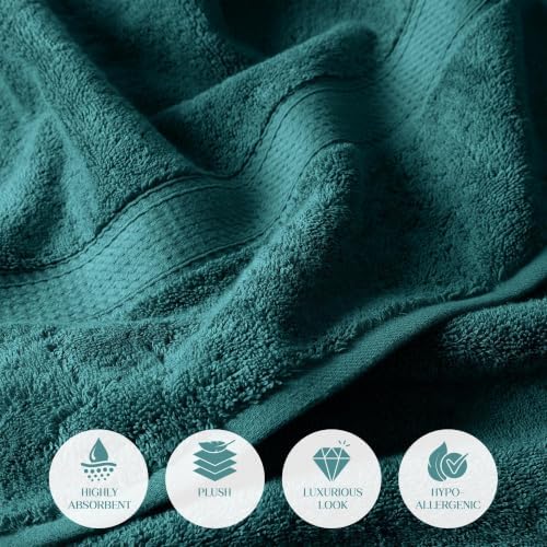 Superior Egyptian Cotton Plush & Absorbent, Bath Towel Set of 4, Teal