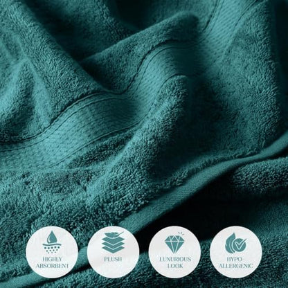 Superior Egyptian Cotton Plush & Absorbent, Bath Towel Set of 4, Teal