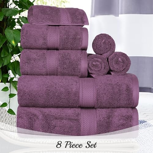 SUPERIOR Egyptian Cotton Ultra Plush & Absorbent, 8 Piece Set, Plum