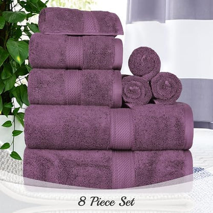 SUPERIOR Egyptian Cotton Ultra Plush & Absorbent, 8 Piece Set, Plum